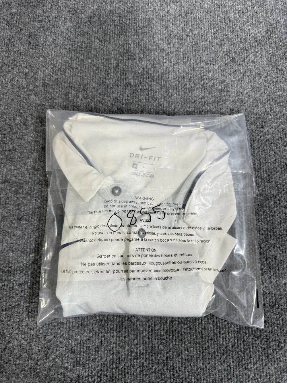Nike Dri-FIT Penn Football Polo Shirt Mens Medium White Gray Striped Embroidered